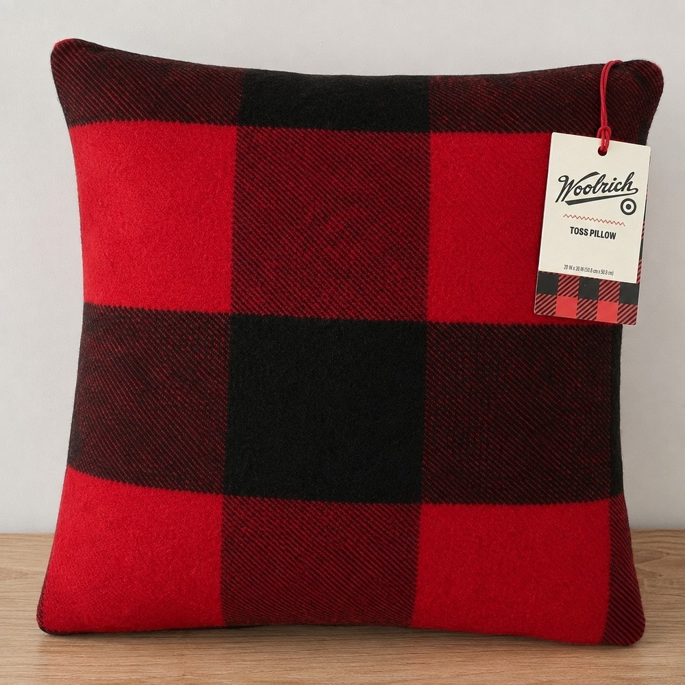 Woolrich Throw Pillow 20x20 Buffalo Plaid Red/Black Polyester Zipper